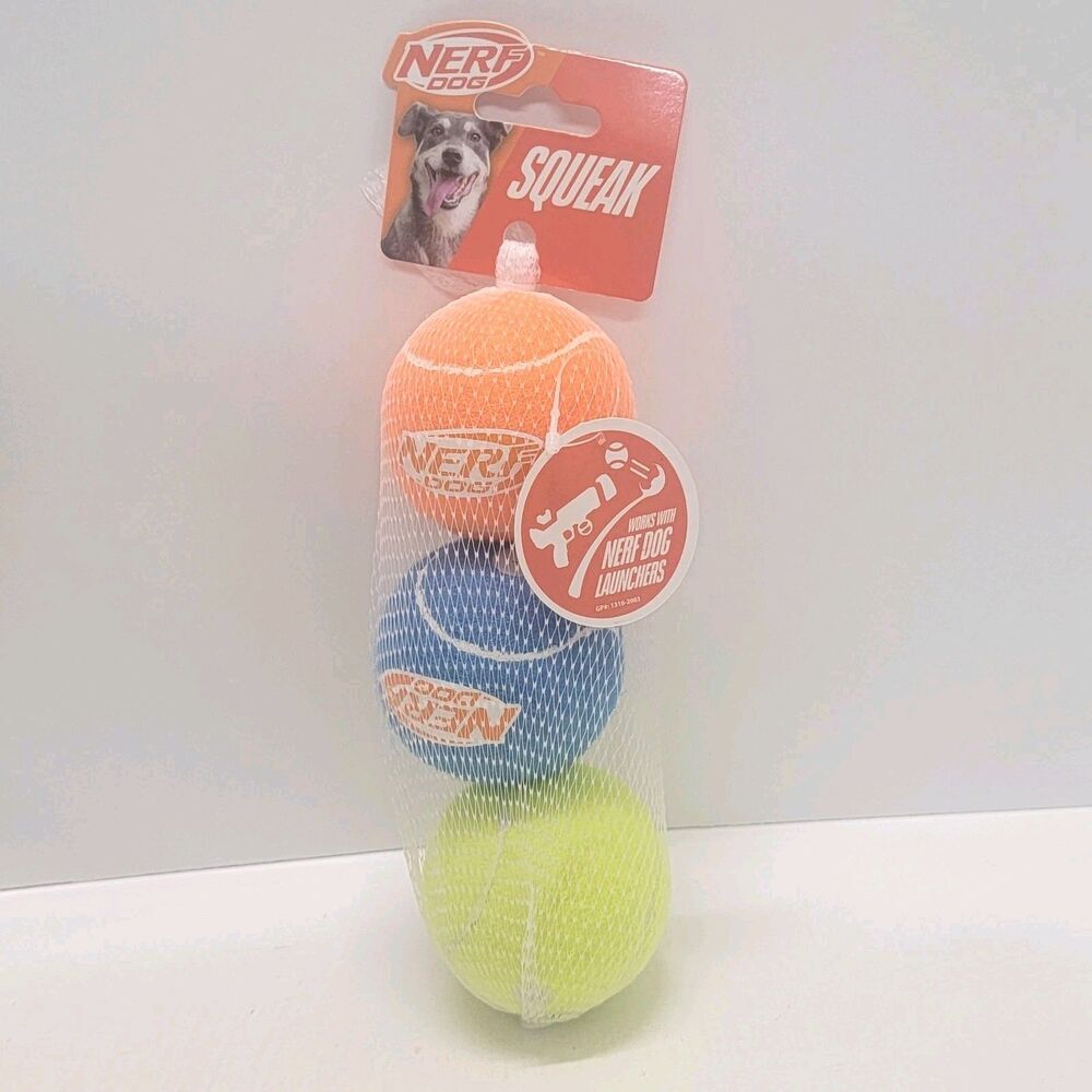 Nerf Dog Balls – Squeak & Launcher‑Compatible Fetch Toys – Multi‑Color – New